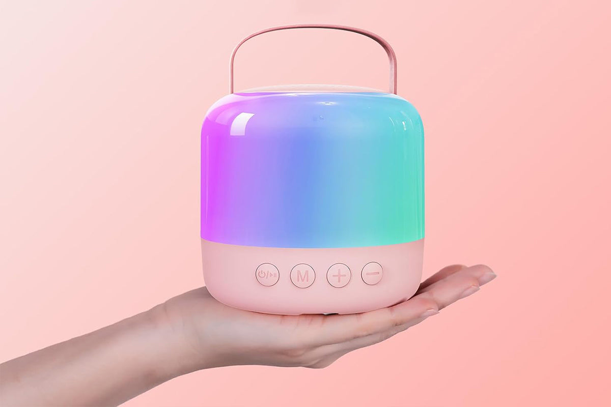 Mini Karaoke Machine for Adults Portable Bluetooth Speaker with 2 Wireless Microphones Christmas Birthday Holiday Toy Gifts-Pink