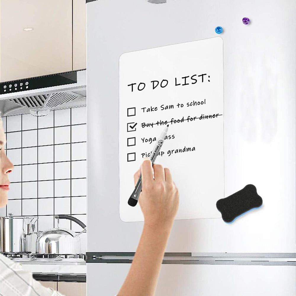 Fridge Whiteboard Set Dry Erase Board with Pen Marker Eraser for Kitchen Home Memo Reminder