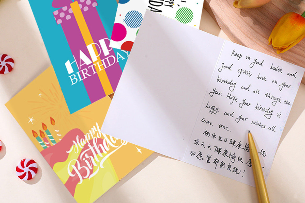 24 Piece Unique Happy Birthday Cards - Orange Mixed Color