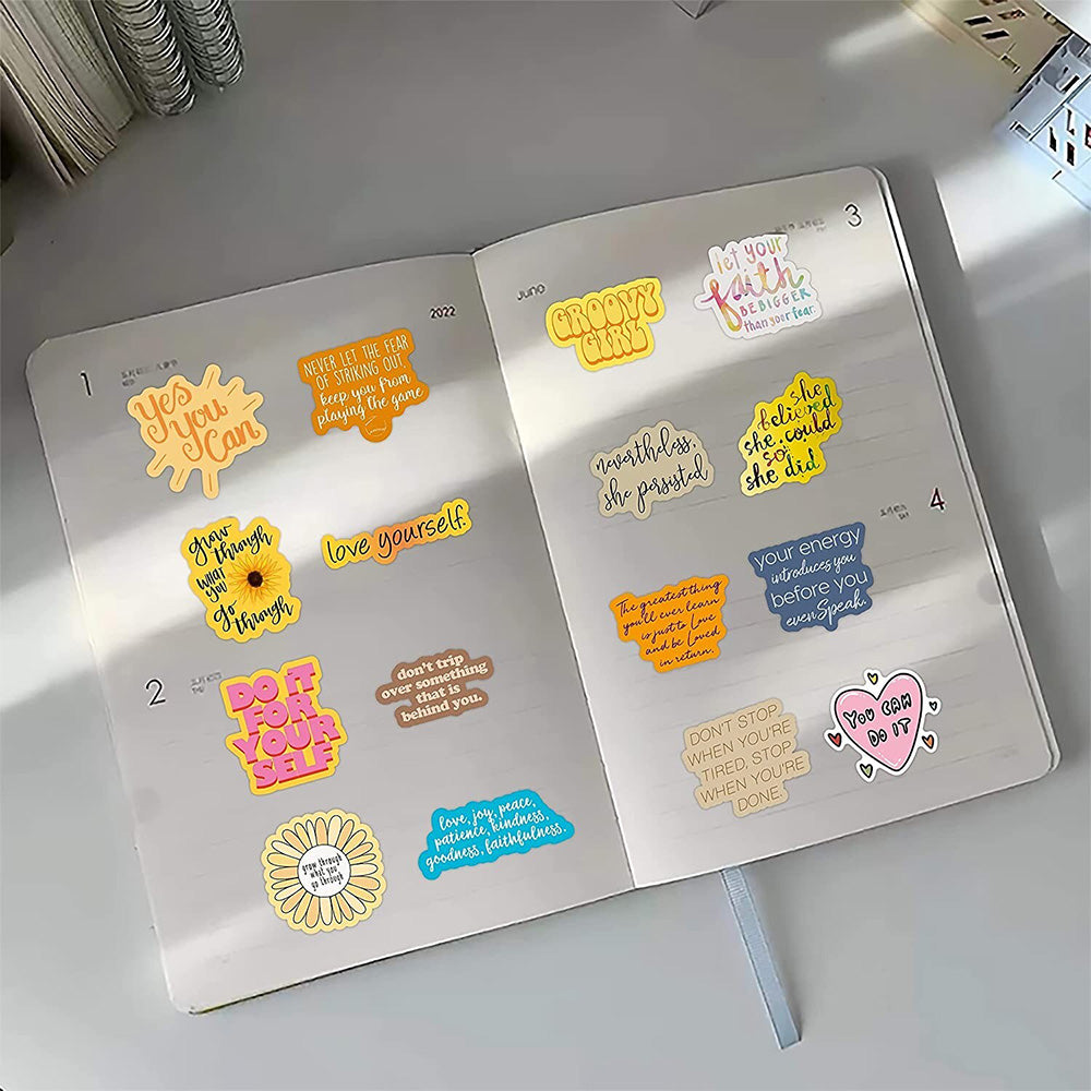 100pcs Motivational Stickers Pack Positive Quote Scarpbooking Laptop Cars