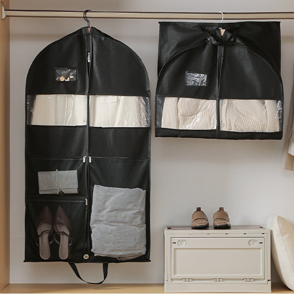 Travel Hanging Garment Bag with Zipper Pocket Dustproof Foldable Suit Bag for Suits Dresses Coats