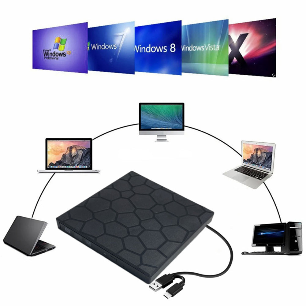 External DVD Drive 7-in-1 USB3.0 CD Burner Writer Disk Drive