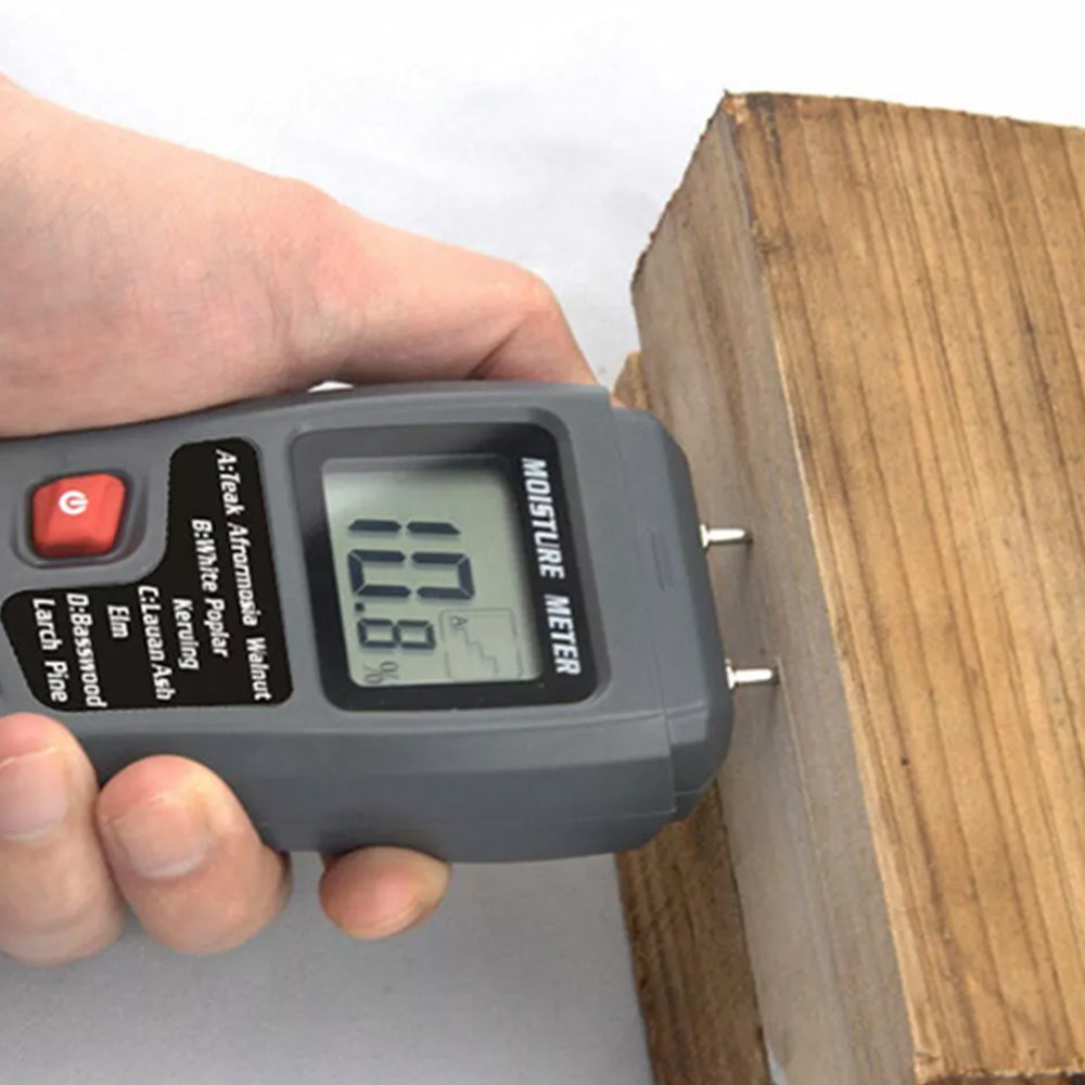 Digital Moisture Meter for Wood Damp Humidity Timber Firewood Tester LCD Analyzer Detector Grey
