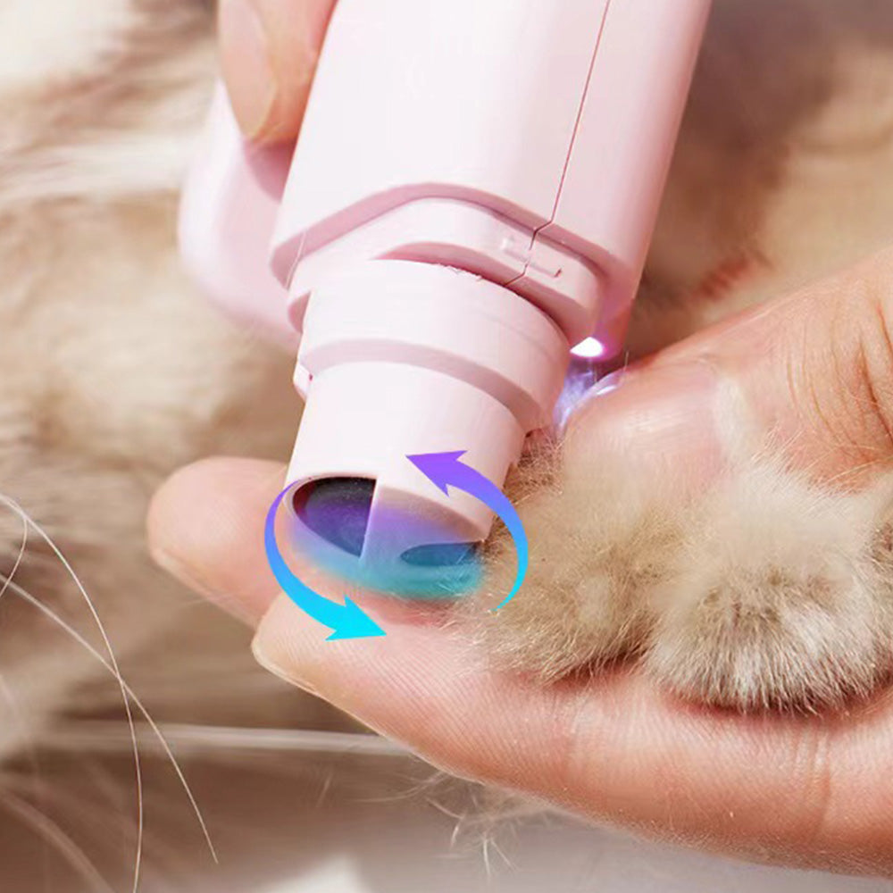 2-in-1 Pet Nail Grinder with LED Lights USB Rechargeable Dog Nail Clippers Cats Claw Trimmer Pink