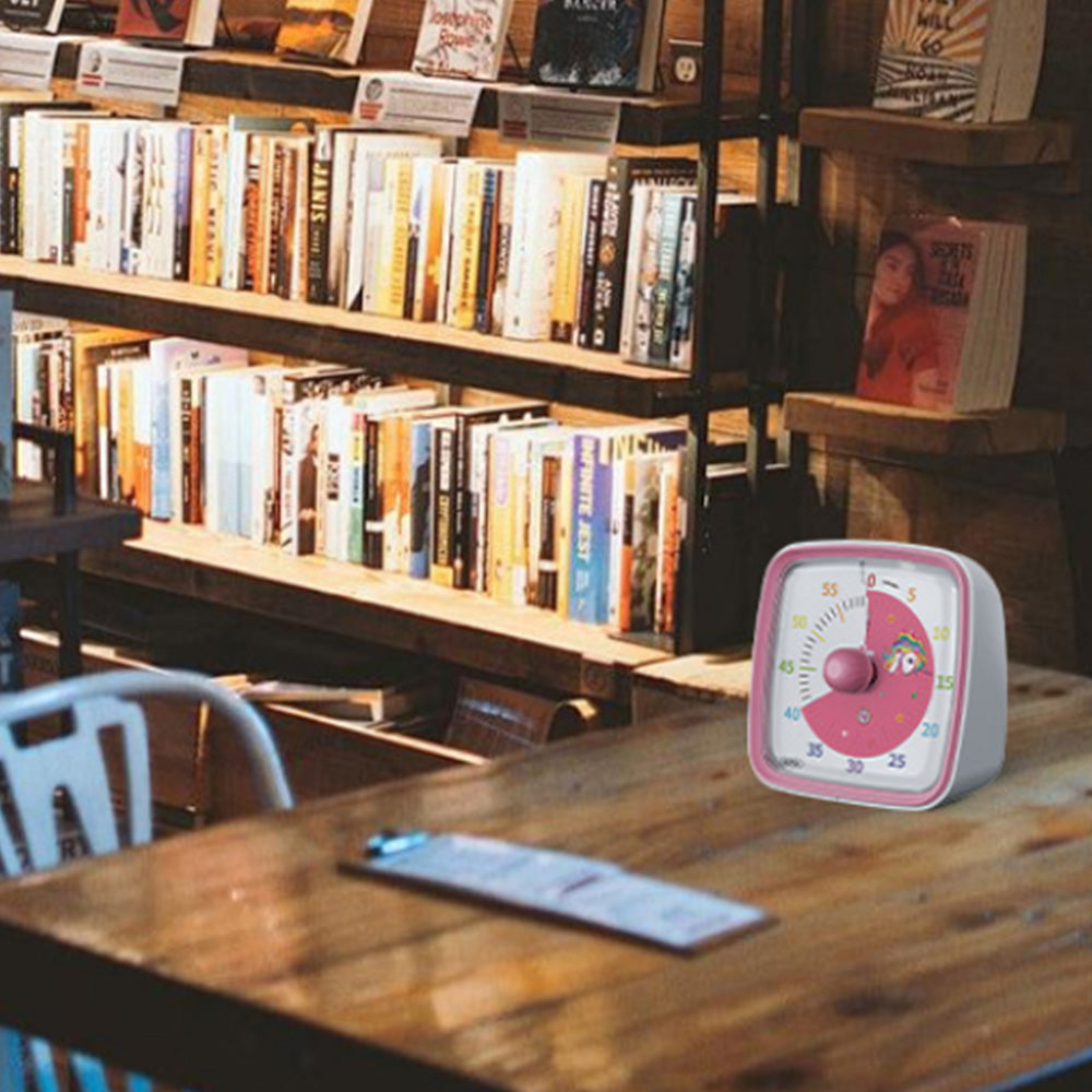 60-Minute Visual Countdown Timer Rainbow Disk Silent Time Management Tool Pink