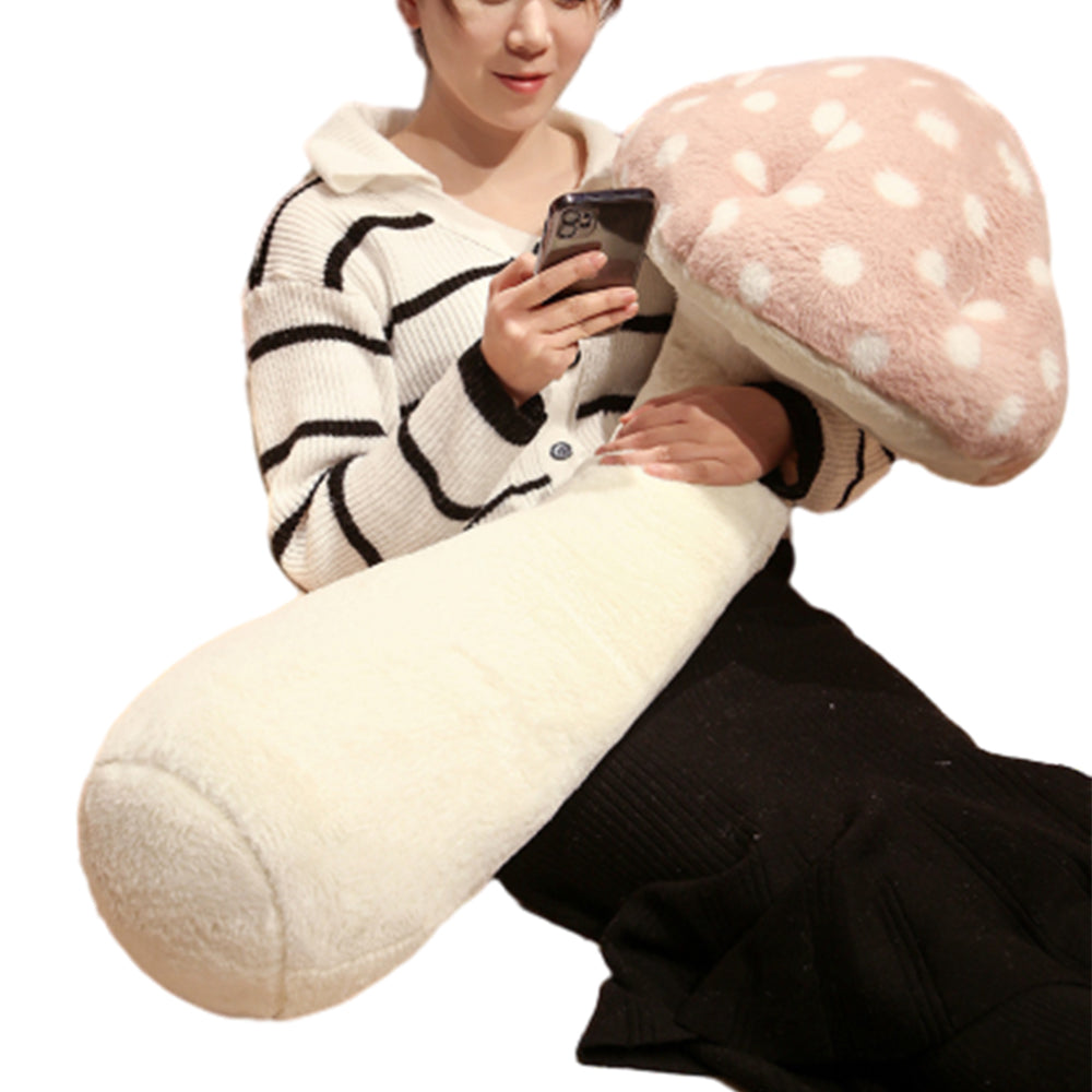 Mushroom Plush Pillow Stuffed Long Body Pillow Sofa Home Decoration Pink