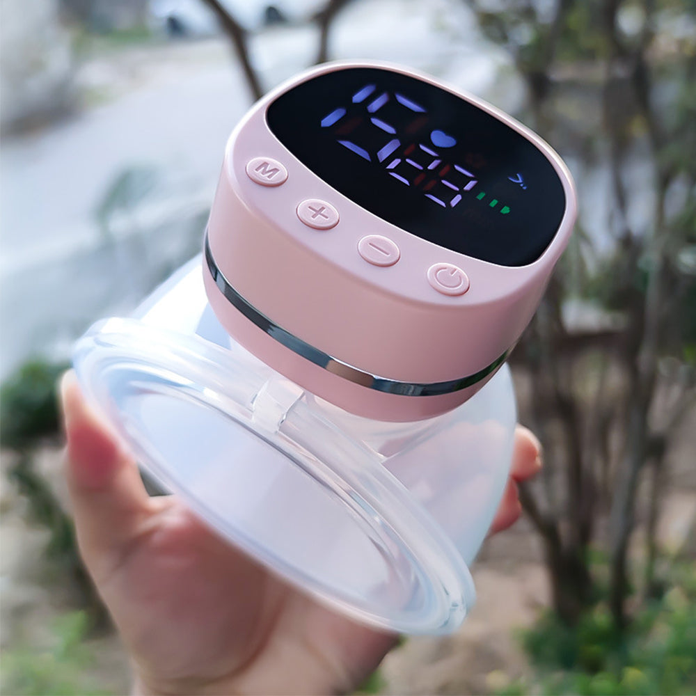 Wearable Electric Breast Pump with LCD Display and 5 Modes-Pink