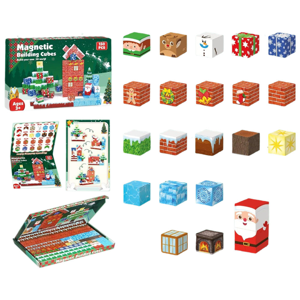 Magnetized Building Blocks for Kids Christmas Themed STEM Learning Cubes Style 2