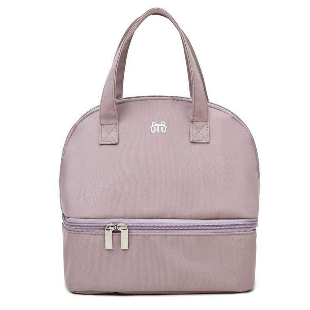 Insulated Lunch Bag with Dual Compartment Leakproof Cooler Tote for Work Office Picnic Purple