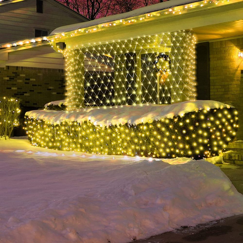 Net Lights Solar Power LED String Lights Christmas Mesh Light for Outdoor Bedroom Decoration-Yellow