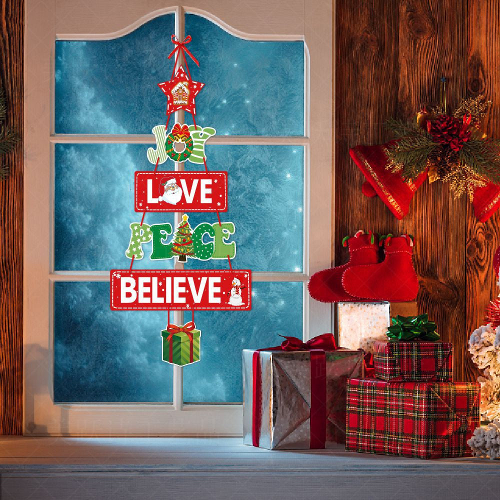 Christmas Hanging Door Sign Welcome Sign for Front Door Xmas Party Decorations Style 1