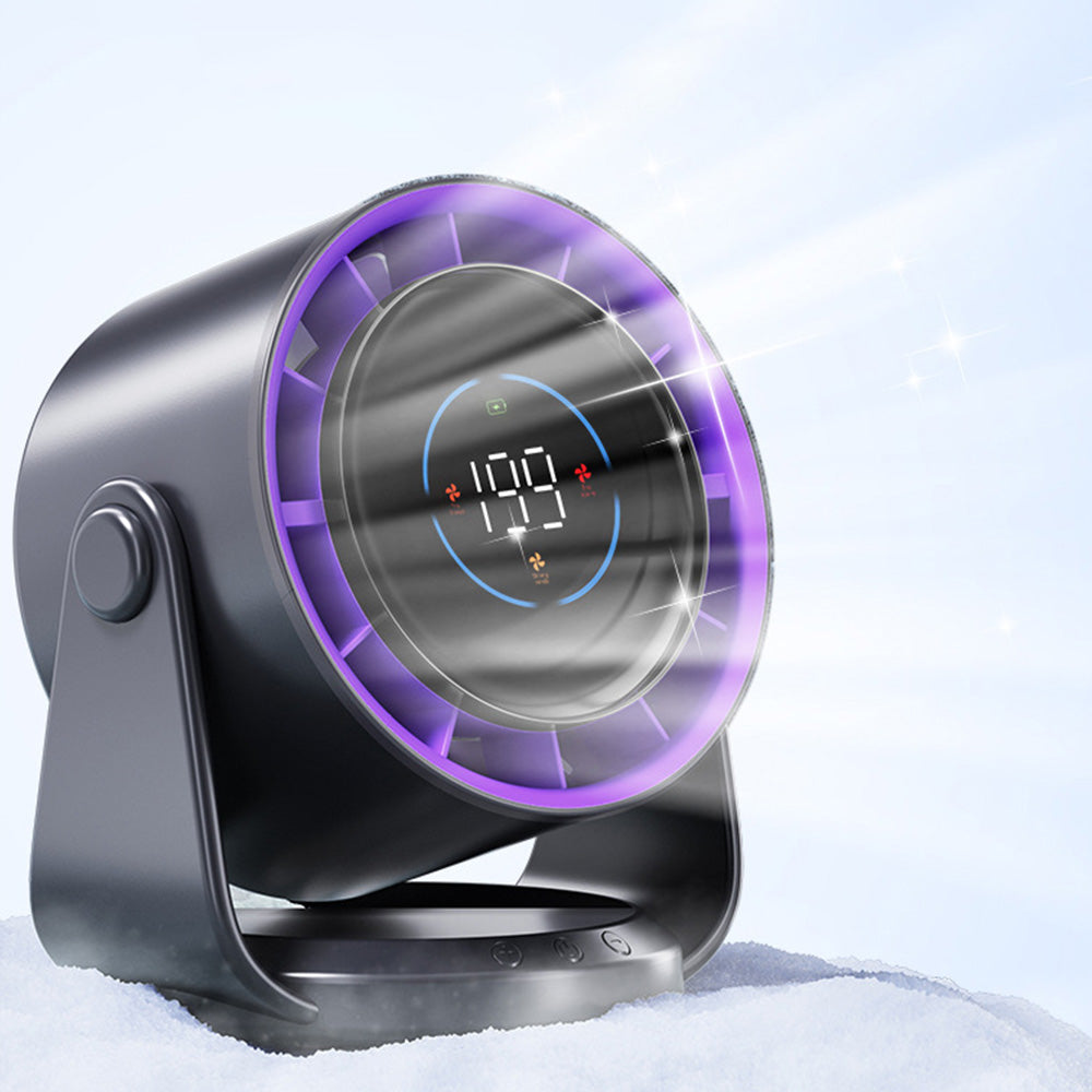 Quiet Table Fans Wall-Mounted Digital Display Rechargeable Fan for Home Office Kitchen Travel Camping Purple