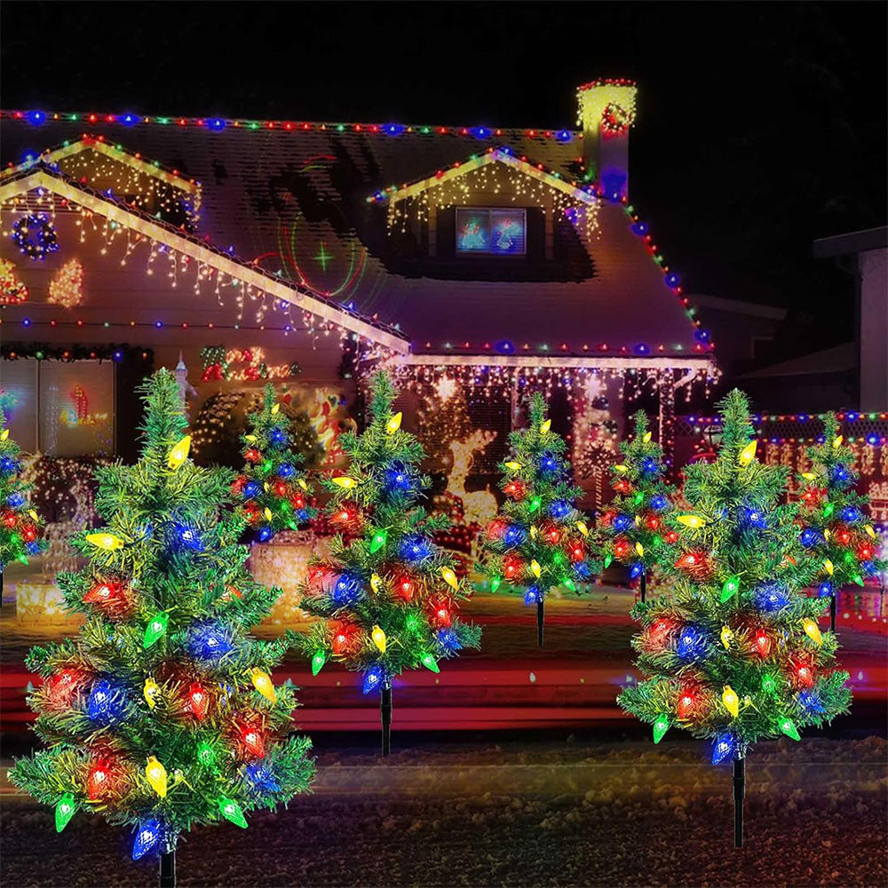 4-in-1 Solar Christmas Tree Lights Xmas Outdoor Garden Decorations