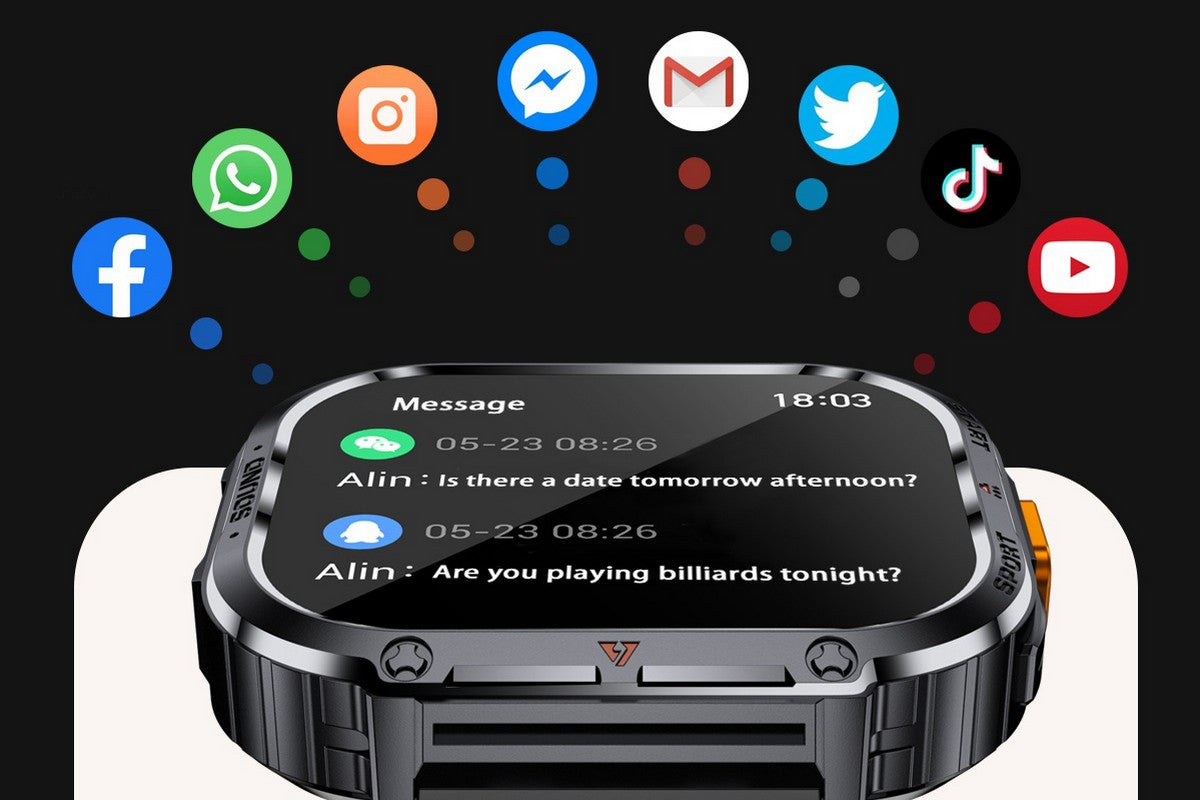 Smart Watch 2.0-Inch Fitness Watch with Flashlights Heart Rate Sleep Monitor Blood Oxygen 100 Sports Modes Activity Tracker-Black