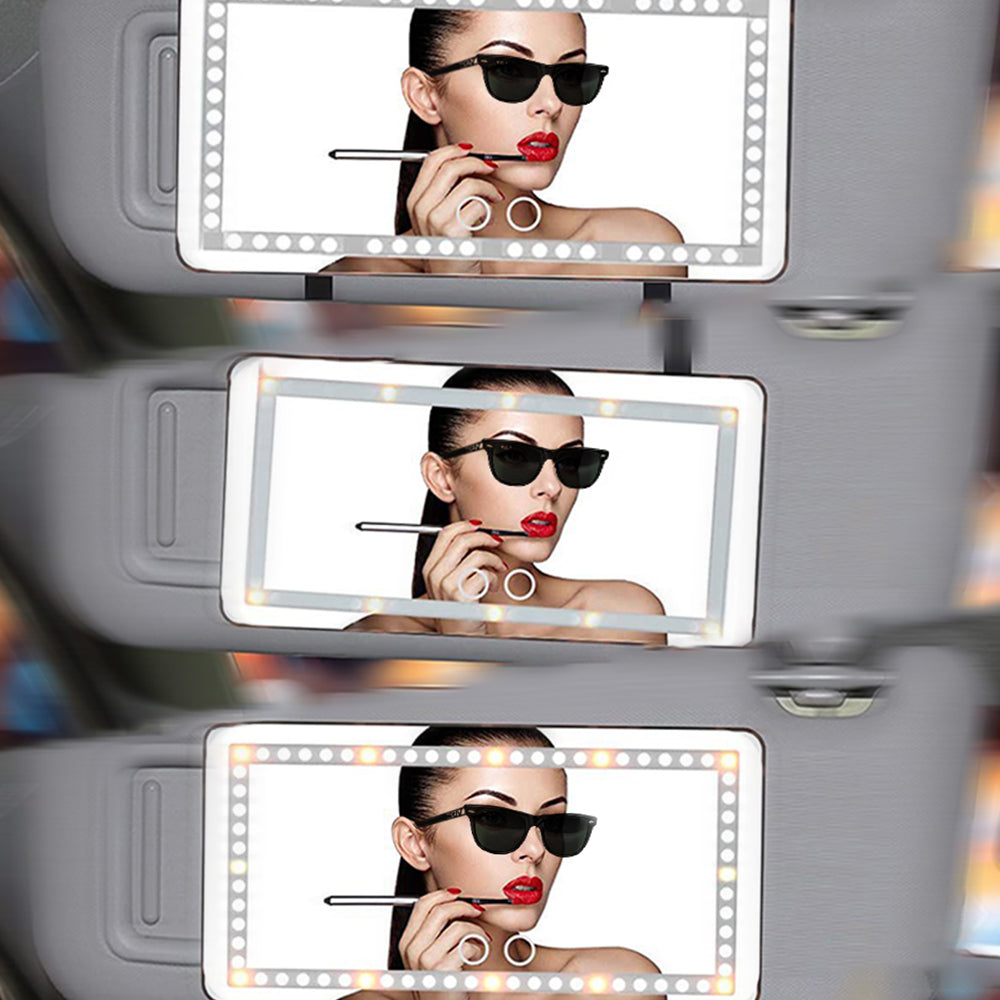 USB Car Visor Vanity Mirror Touch Screen LED Light Makeup Mirror White