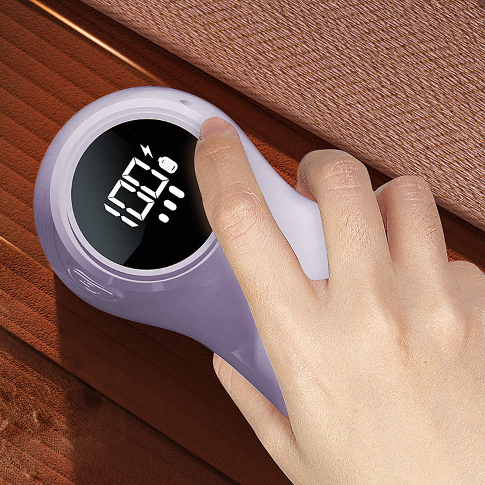 Rechargeable Electric Fur Remover Digital Display Fabric Shaver for Clothes Purple