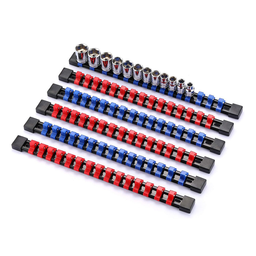 6Pc Socket Holder Sockets Storage Rail Rack Organizer Mountable Sliding Tray Rack Tool Rail Holder