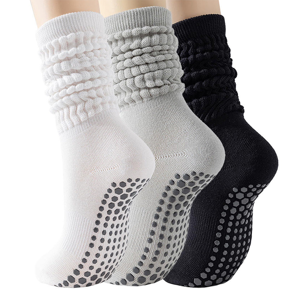 3 Pairs of Non-Slip Grips Yoga Socks Anti-Skid Knee-High Socks for Pilates Barre Dance Style 1