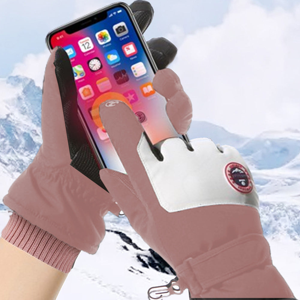 Pair of Touch Screen Sports Gloves Winter Warm Mittens Non-slip Ski Gloves Pink