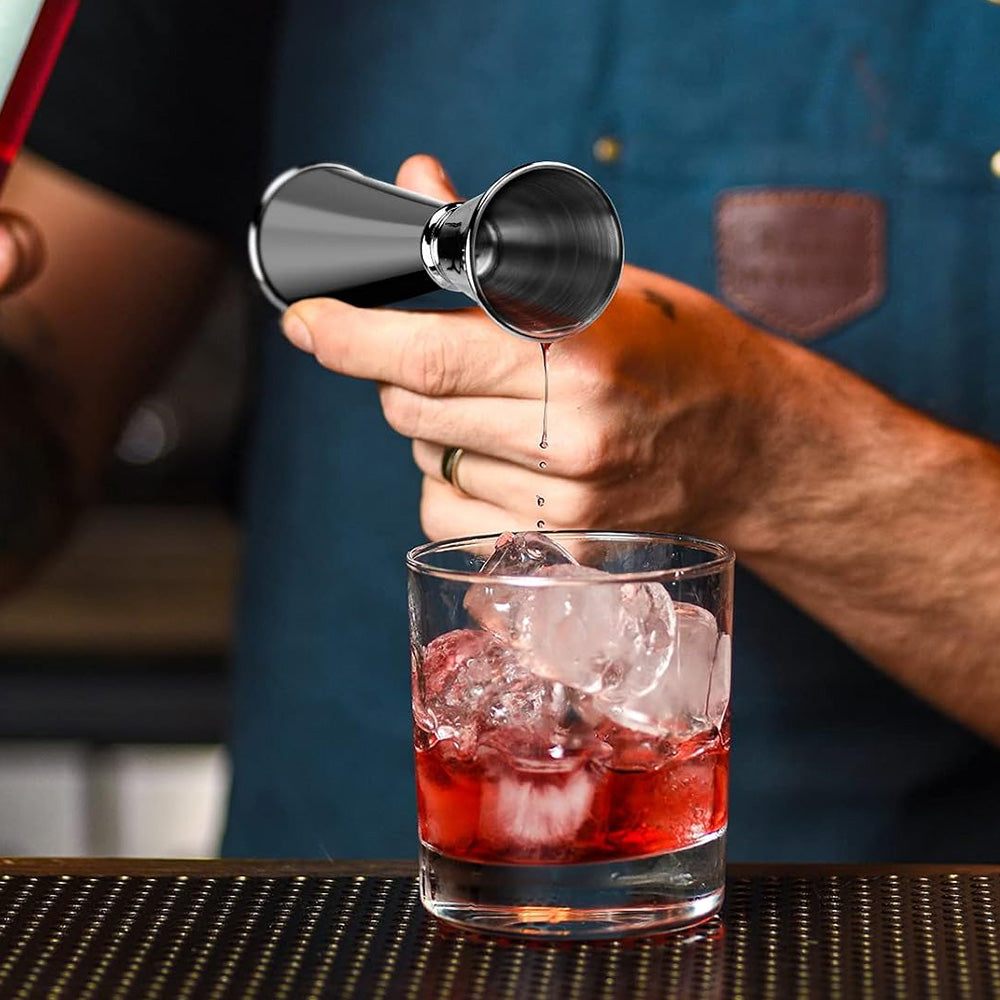 Stainless Steel Double Jigger Cocktail Bar Measuring Cup - Black