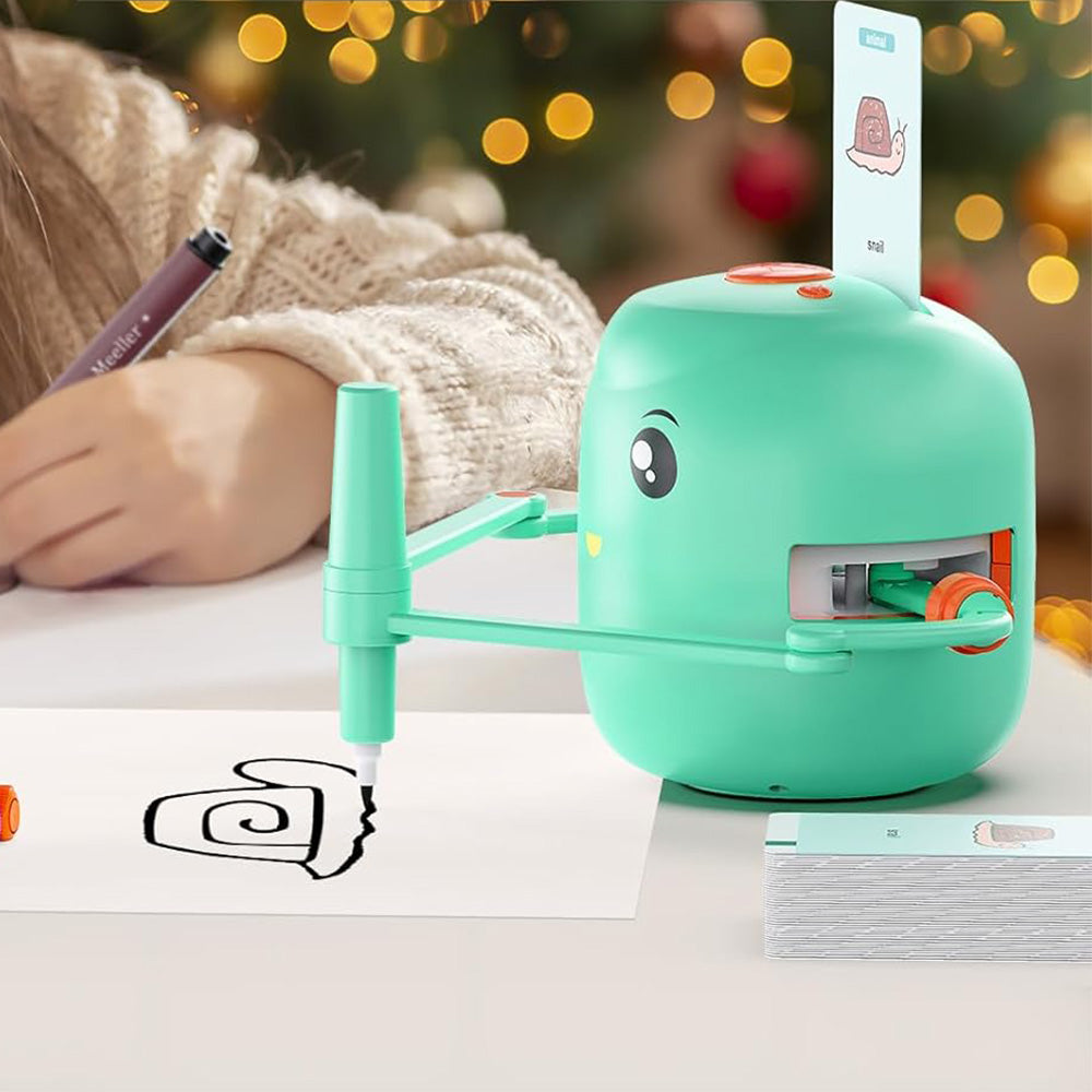 Interactive Educational Drawing Robot with 100 Cards Voice Interaction Learning Toy Green