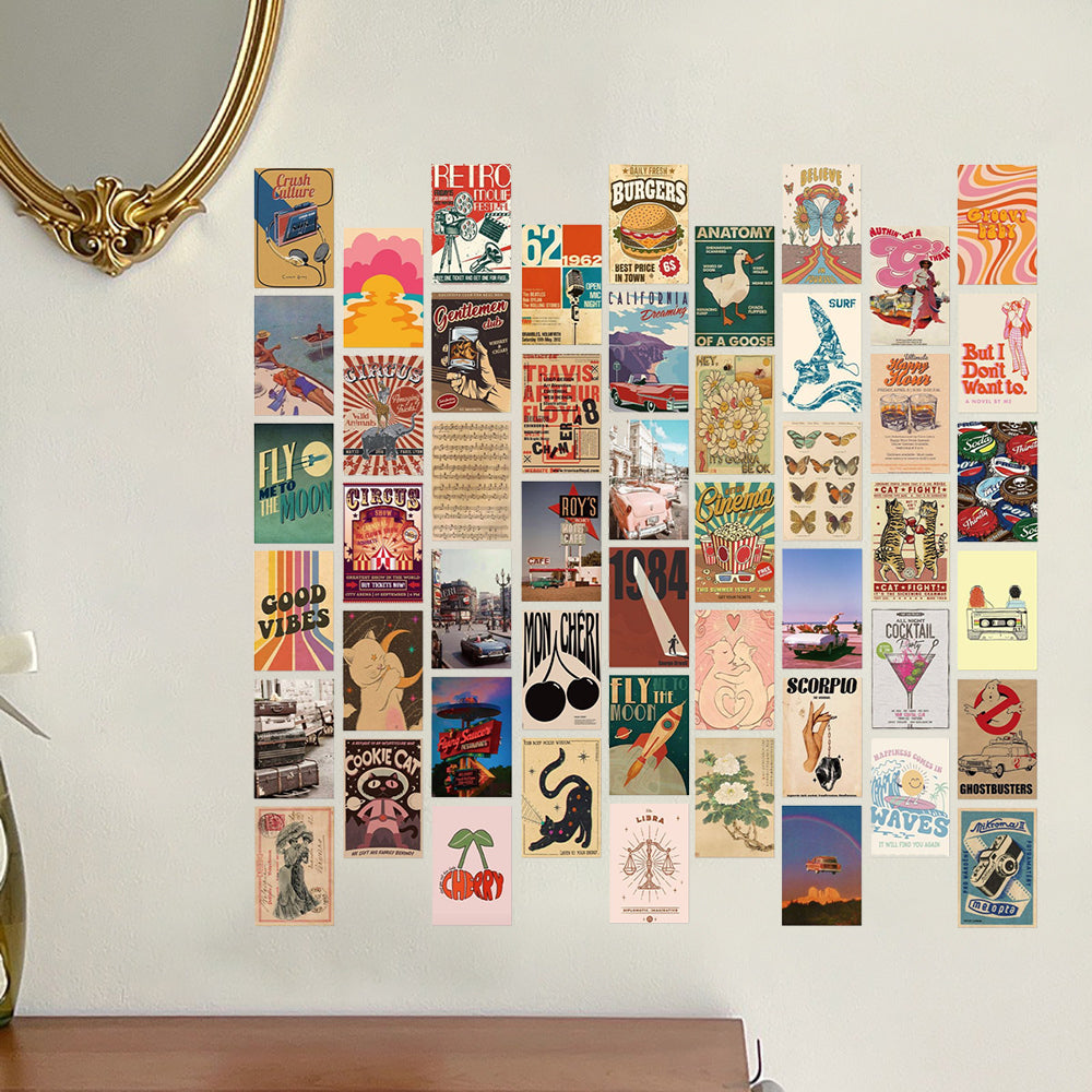 Set of 50Pcs Y2k Retro Posters Aesthetic Wallpaper Downtown Girl Room Decor