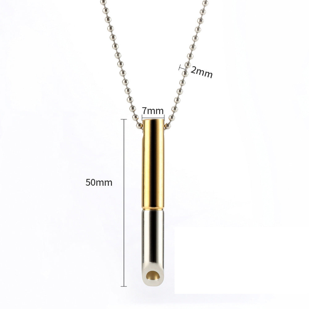 Mix-Color Breathing Necklace Stainless Steel Meditation Pendant Gold