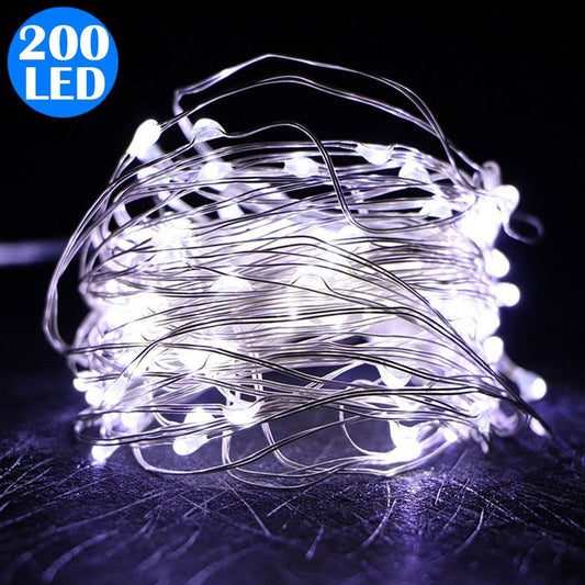 200LED Fairy Lights Battery Operated Copper Wire String Lights Remote Control White