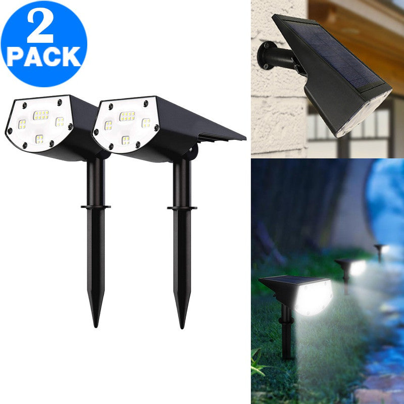2 Pack 20 LEDs IP65 Waterproof Solar Powered Landscape Spotlights for Yard Garden Driveway Porch Walkway Pool Patio