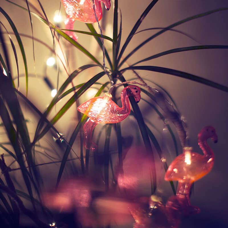 10-LED Flamingo Light, battery operated