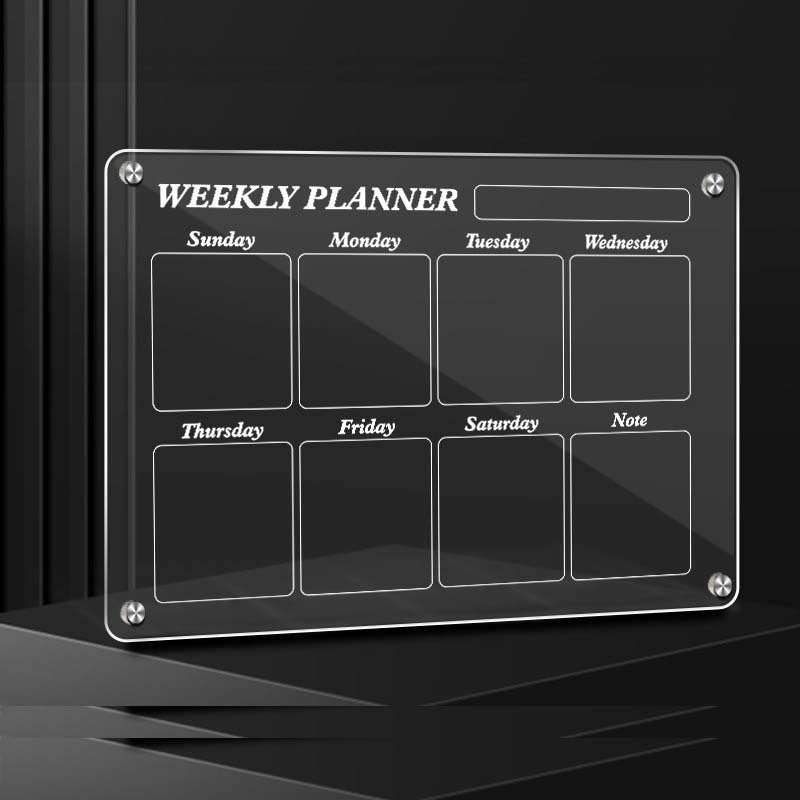 Acrylic Magnetic Calendar for Fridge Clear Dry Erase Board Planner with 5 Colorful Markers Weekly Style