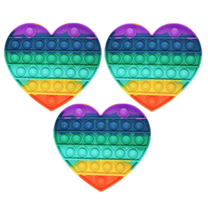 3 X Same Styles Rainbow Coloured Push pop Bubble Sensory Fidget Toys Stress Relievers Anxiety Relief Toys