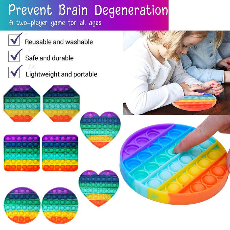 8 X Rainbow Coloured Push pop Bubble Sensory Fidget Toys Stress Relievers Anxiety Relief Toys