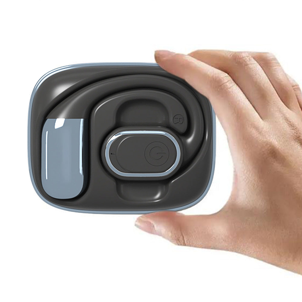 Bluetooth Open Ear Earbuds Wireless Headphones with Earhooks Air Conduction Headset with Mic for Running Workout Black