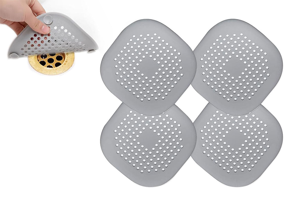 4Pcs Kitchen Drain Hair Catcher Bath Stopper Sink Strainer Filter Shower Cover-Grey