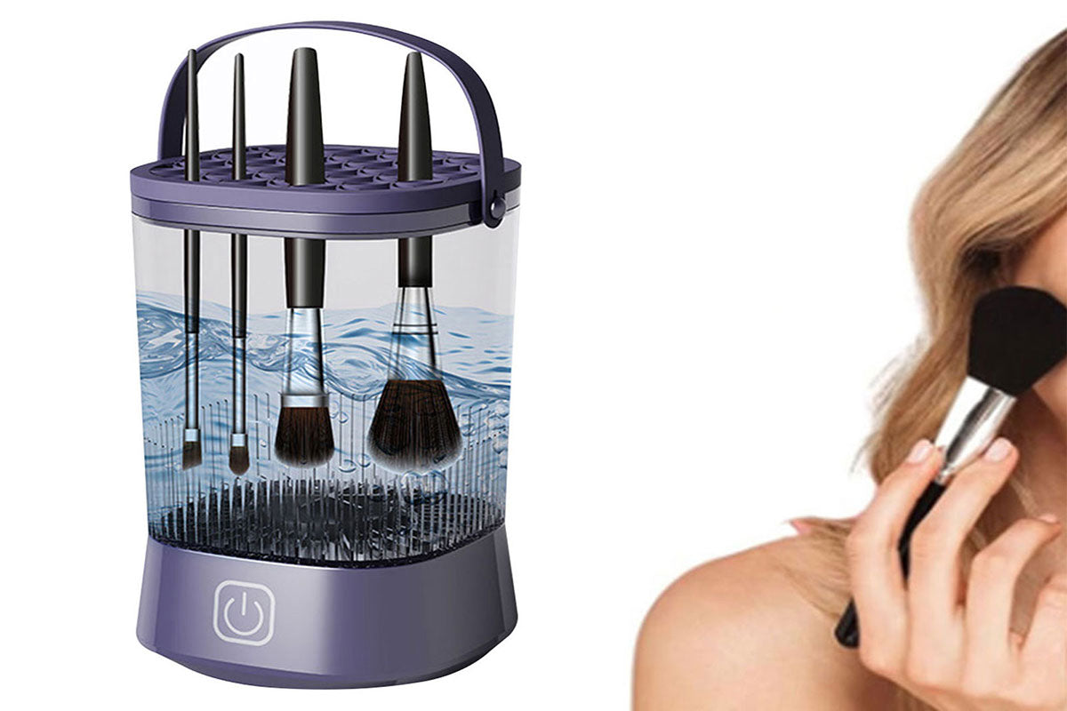 Water-Resistant Electric Makeup Brush Cleaner Automatic Brush Cleaner Dryer Tool-Purple