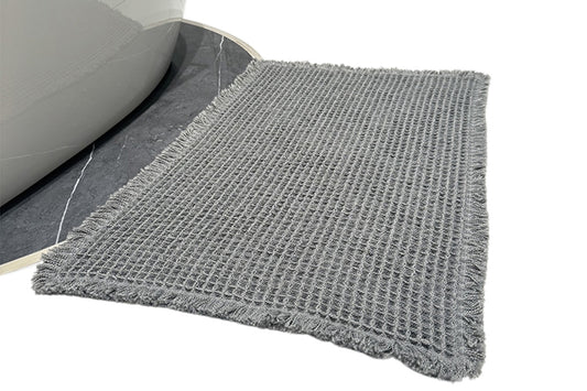 Waffle Bath Mat Super Absorbent Non Slip Bathroom Rug Rubber Backed Bath Rug -Grey