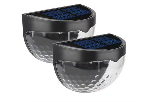 2Pcs Solar Fence Lights Outdoor Solar Deck Lights Solar Step Lights -Black and Warm Ligth