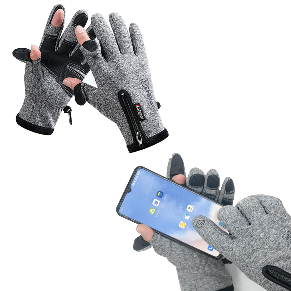 Pair of Touchscreen Gloves Water-Resistant Workout Gloves for Motorcycle Cycling Fishing Sports Gray