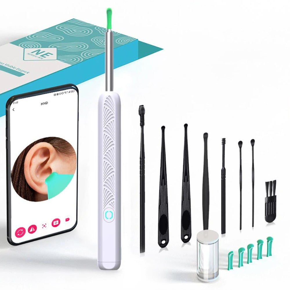 Visual WiFi Ear Wax Removal Tool Camera Wireless Ear Scope with Light Black