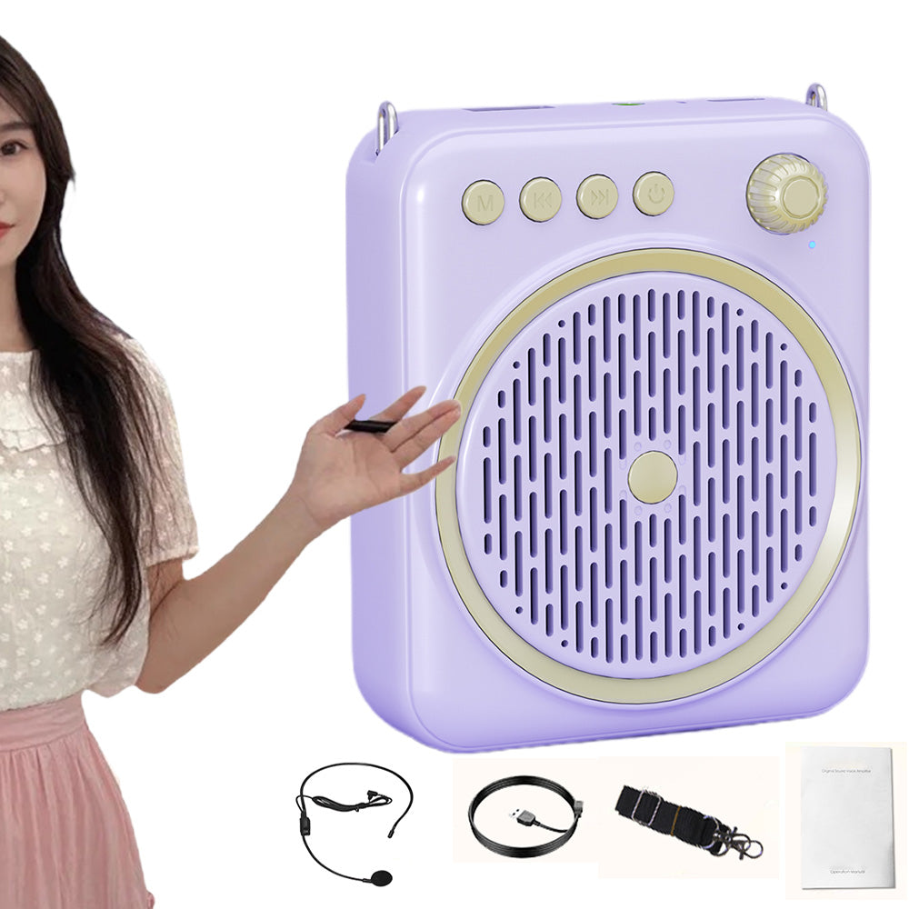 Portable Bluetooth Voice Amplifier Rechargeable Speaker with Wired Microphone Purple