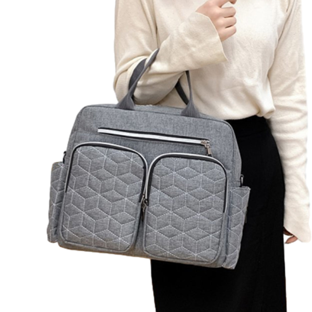 Large Mummy Bag Multi-Pocket Travel Nappy Tote Shoulder Bag Grey