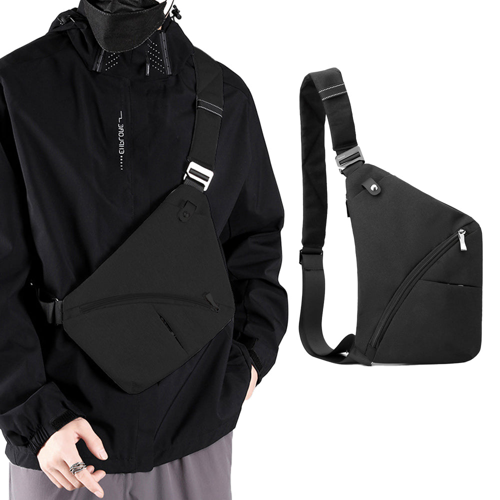 Anti-Theft Travel Left Chest Pack Crossbody Bag Sling Bag for Bicycle Sport Black