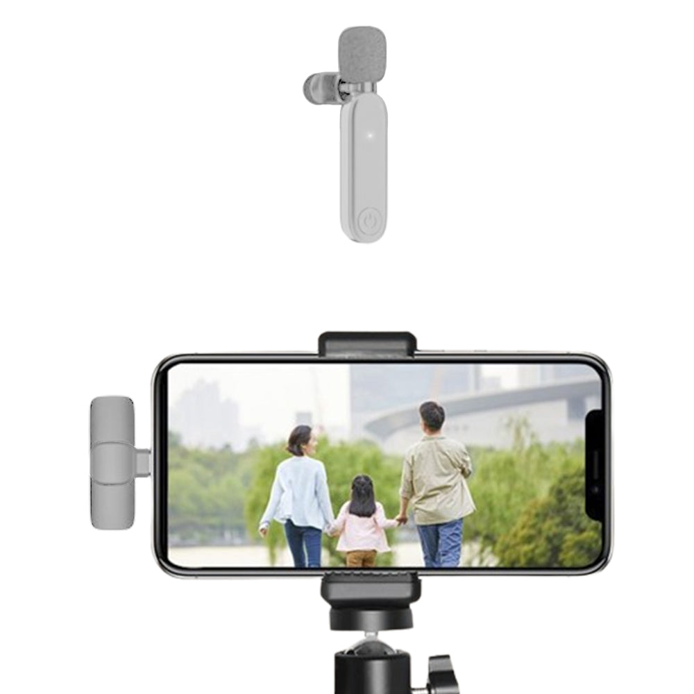 2.4G Wireless Lavalier Microphone Plug and Play Mic for Android iPhone iPad Vlog Live Stream White
