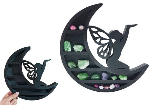 Wooden Shelf Halloween Crystal Display Shelf Decor-Fairy