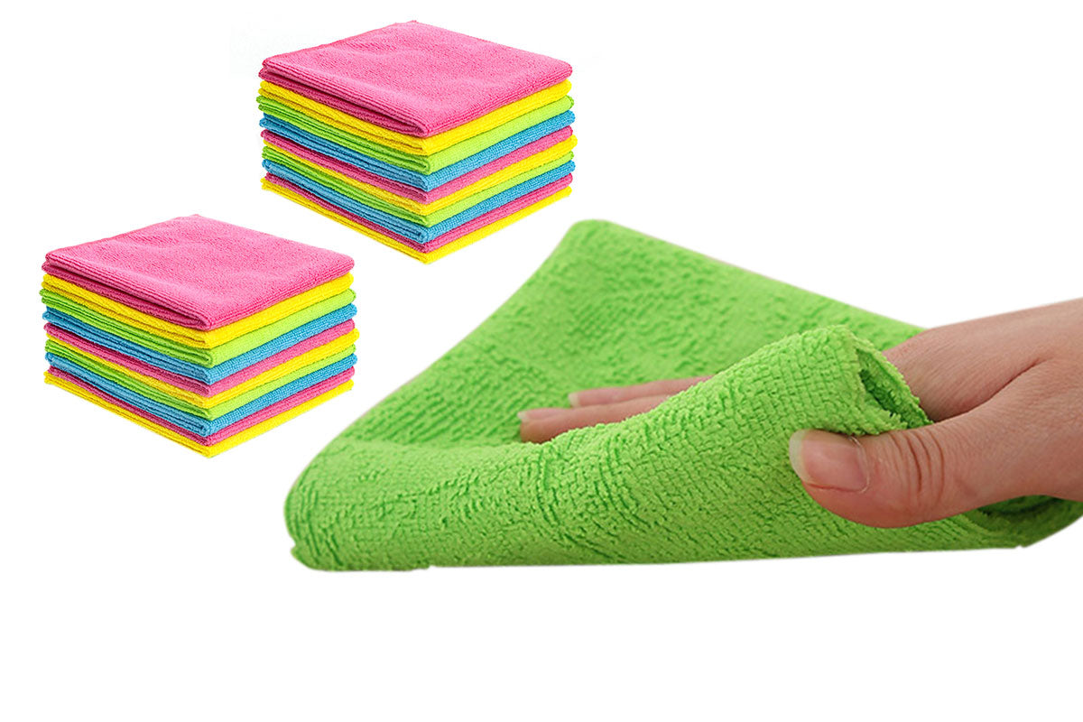 20Pcs Microfiber Cleaning Cloths Bulk Car Kitchen Glass Cleaning Towels