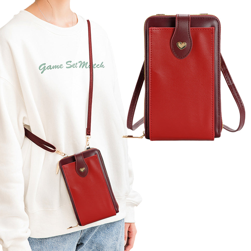 Small Crossbody Bag Cell Phone Purse for Women Mini Shoulder Bag Wallet with Card Slots Red