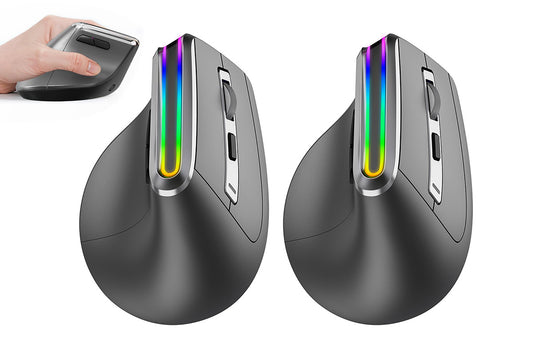 2Pcs Ergonomic Vertical Mouse 2.4G RGB Wireless Optical Mouse for Computer PC