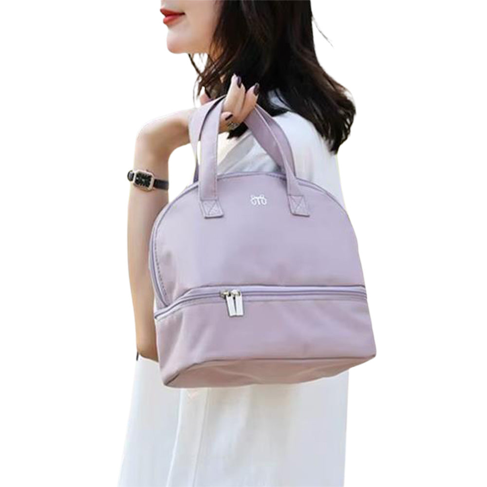 Insulated Lunch Bag with Dual Compartment Leakproof Cooler Tote for Work Office Picnic Purple