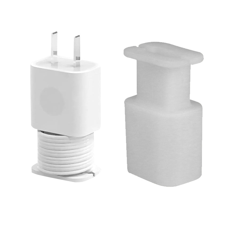 2-in-1 Silicone Charger Protector with Cord Wrap Power Adapter Case for 18W/20W Apple USB-C Charger White